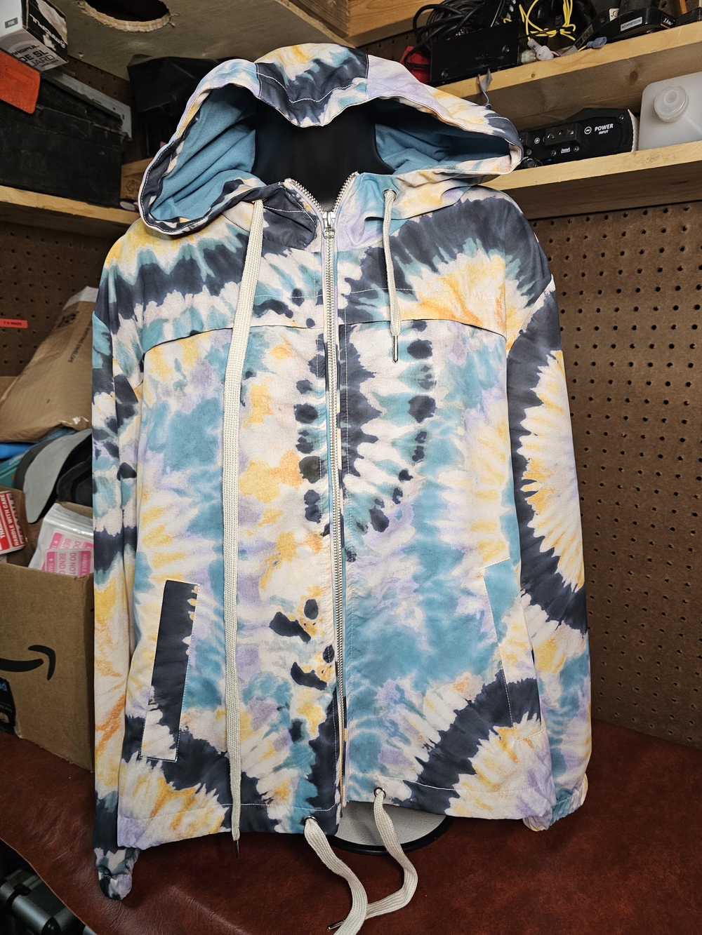 Ivory Ella Adrian Tie Dye Hooded Windbreaker Size Medium